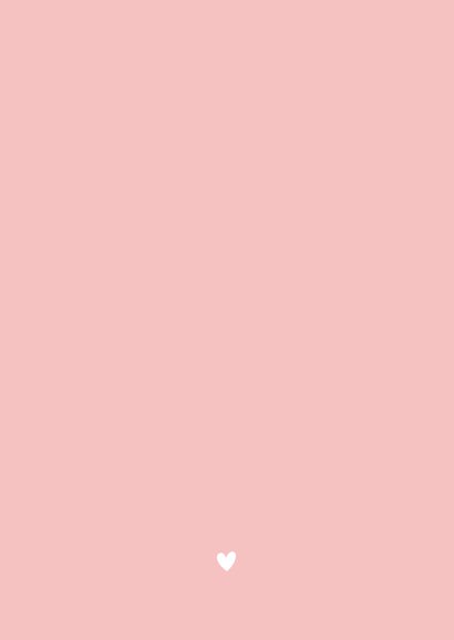Minimalistisch roze geboortekaartje meisje met foto en naam Achterkant