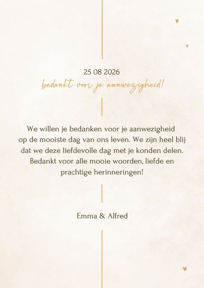 Minimalistische bedankkaart met gouden details 3