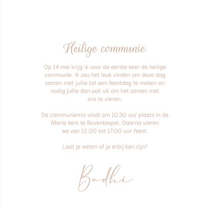 Minimalistische communiekaart houtlook 3