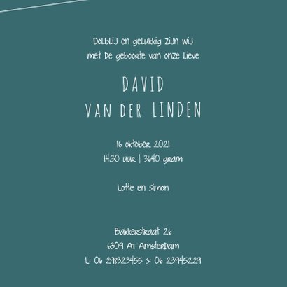 Minimalistische geboortekaart met silhouet van waslijn. 3