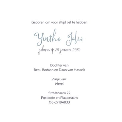 Minimalistische geboortekaartje babyface 3