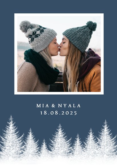 Minimalistische Kerst Save the Date kaart winterlandschap 2