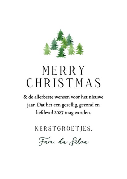 Minimalistische kerstkaart fotokaart kerstbomen watercolor 3