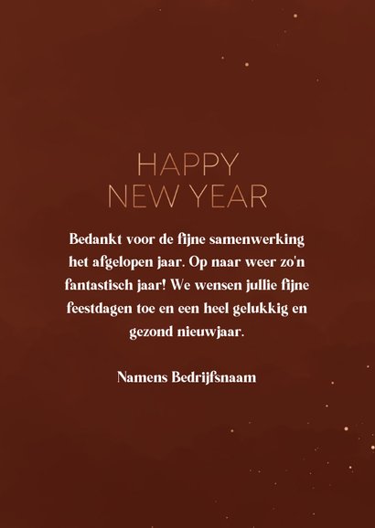 Minimalistische nieuwjaarskaart happy new year koperlook 3