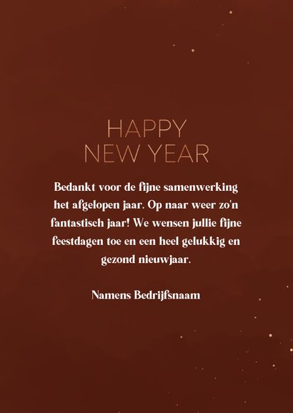 Minimalistische nieuwjaarskaart happy new year koperlook 3