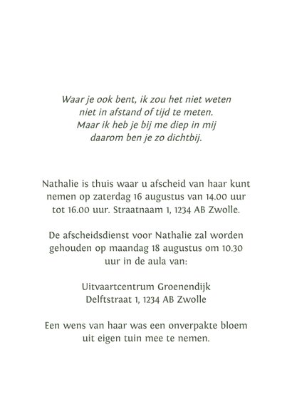 Minimalistische rouwkaart geschilderde bladeren 2