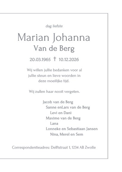 Minimalistische rouwkaart met kader en grote foto 3