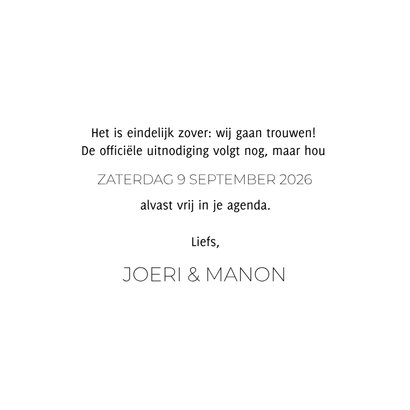 Minimalistische save our date met goudlook hartje 3