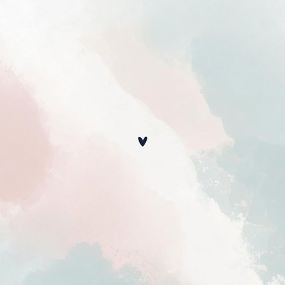 Minimalistische save the date met waterverf blauw roze wit Achterkant