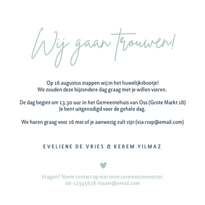 Minimalistische trouwkaart met namen in holografisch folie 3
