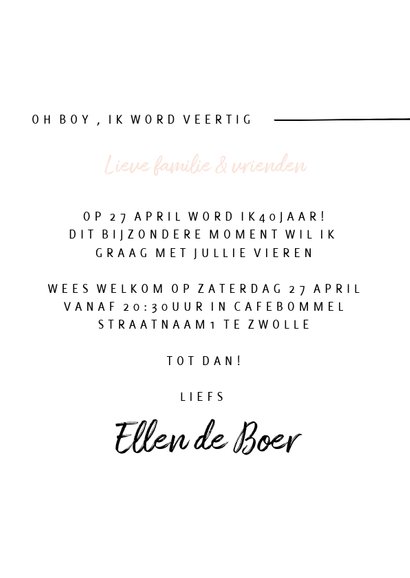 Minimalistische uitnodiging verjaardagsfeest vrouw 3