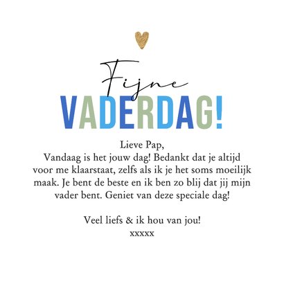 Minimalistische vaderdagkaart grappige tekst hartje goud 3