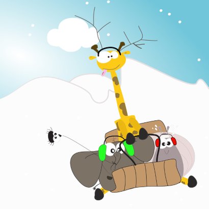 Mocards sneeuw kerst slee kaart 2