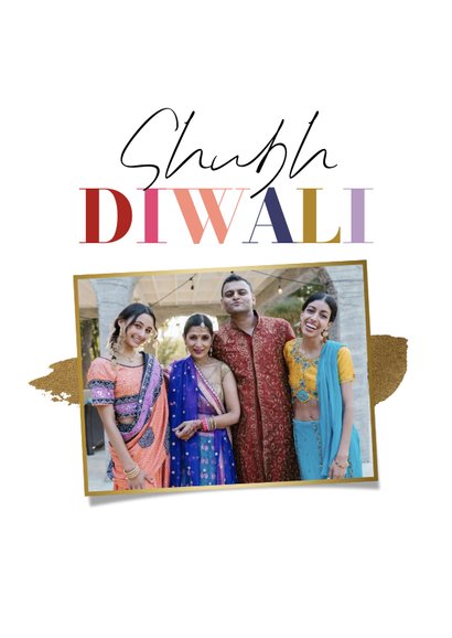 Modere Diwali kaart 'Shubh Diwali' typografie kleurrijk foto 2