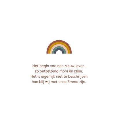 Modern geboortekaartje meisje met regenboog 2