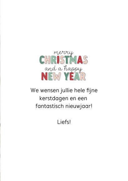 Modern kerstkaartje met foto en speelse Engelse tekst 3