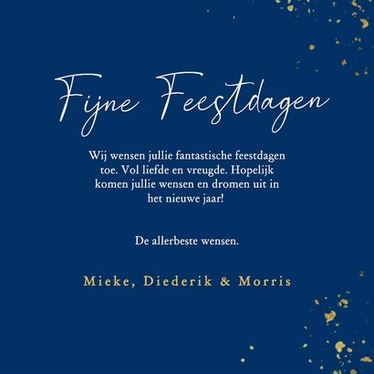 Modern kerstkaartje met marmeren 2026 donker blauw 3