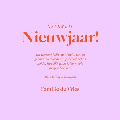 Modern nieuwjaarskaartje met trendy kleuren en groot jaartal 3