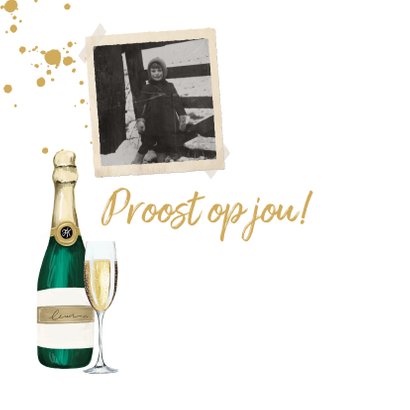 Moderne Abraham kaart met champagneglas, foto's en goud 2
