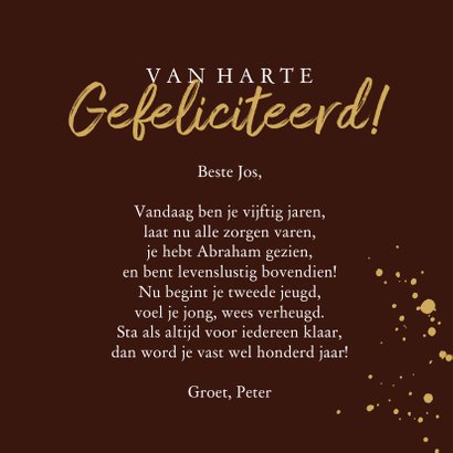 Moderne Abraham kaart met champagneglas, foto's en goud 3
