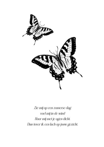 Moderne condoleance kaart met een zwart-witte vlinder  2