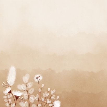 Moderne condoleancekaart met droogbloemen en beige waterverf 2