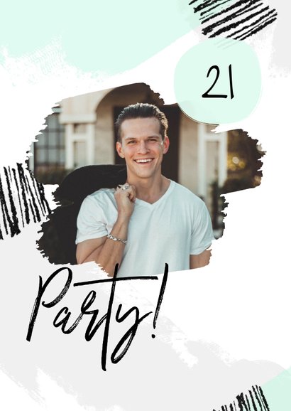 Moderne Einladung zum 21. Geburtstag Farbstreifen pastell 2