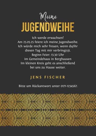 Moderne Einladungskarte Jugendweihe mit eigenem Foto 3