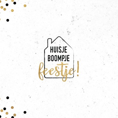 Moderne felicitatiekaart Huisje Boompje Feestje! 2