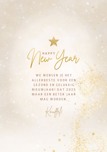 Moderne goudlook fotocollage Happy New Year! met sterren 3