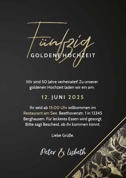 Moderne Jubiläumskarte Raute mit Foto und Blumen 3