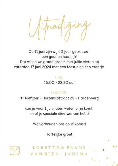 Moderne kalender uitnodiging jubileum met goudfolie  3