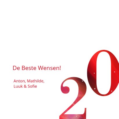 Moderne kerstkaart 2020 in rood met goud 3