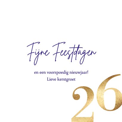 Moderne kerstkaart 2026 met goud en paars 3