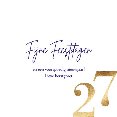 Moderne kerstkaart 2027 met goud en paars 3