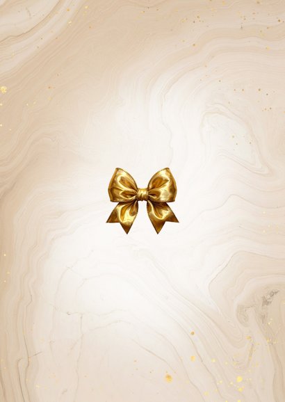 Moderne kerstkaart bruine kerstboom gouden strikken Achterkant