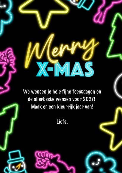 Moderne kerstkaart in vrolijke retro neon stijl 3
