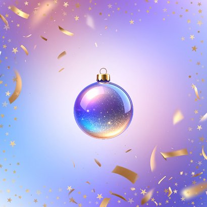 Moderne kerstkaart kerstballen discoballen en sterretjes Achterkant