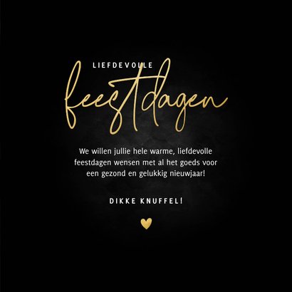 Moderne kerstkaart met gouden hartjes Liefdevolle feestdagen 3