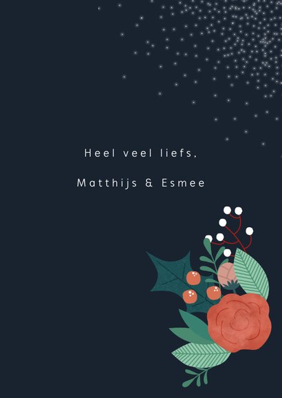 Moderne kerstkaart met kerstman silhouet en kersttakjes 3