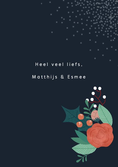 Moderne kerstkaart met kerstman silhouet en kersttakjes 3