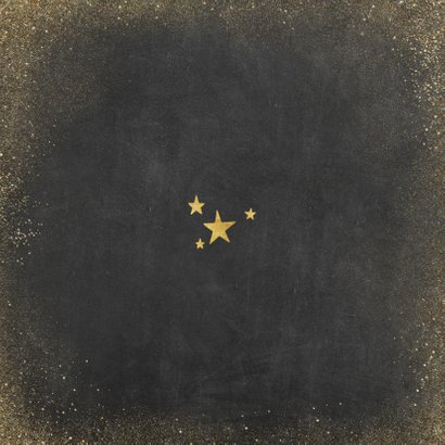 Moderne kerstkaart met polaroids en gouden slingers Achterkant