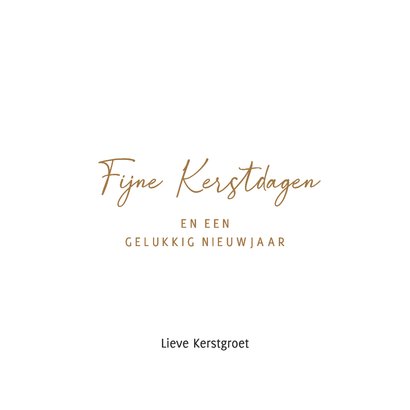 Moderne kerstkaart met rode lichtjes en gouden tekst 3