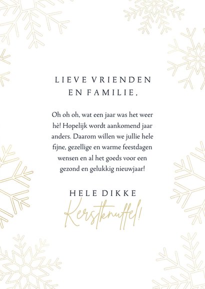 Moderne kerstkaart oh oh oh wat een jaar met sneeuwvlokken 3