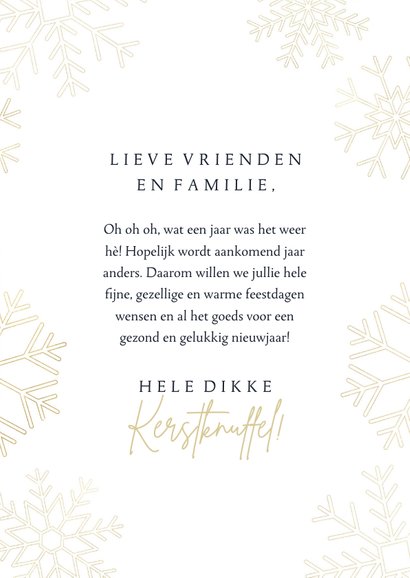 Moderne kerstkaart oh oh oh wat een jaar met sneeuwvlokken 3