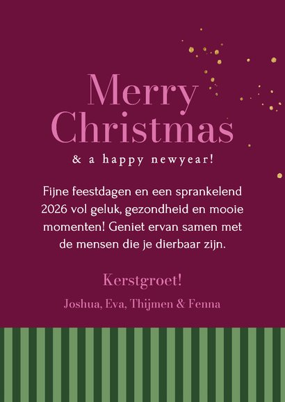 Moderne kerstkaart streeppatroon foto kader kleurrijk goud 3