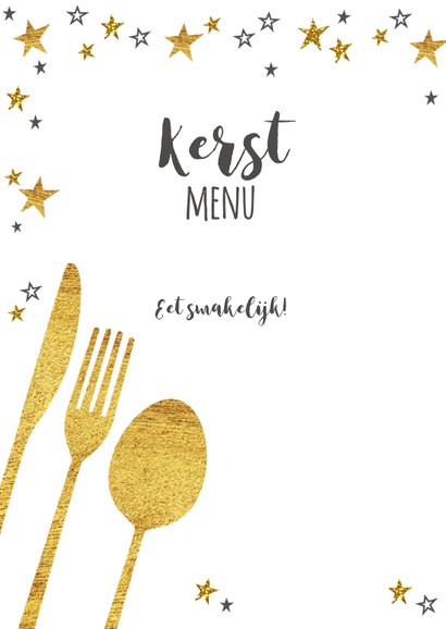 moderne menukaart goud bestek en sterren 2
