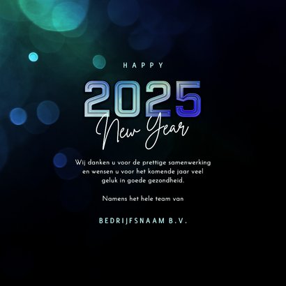 Moderne nieuwjaarskaart futuristisch 2025 blauw 3