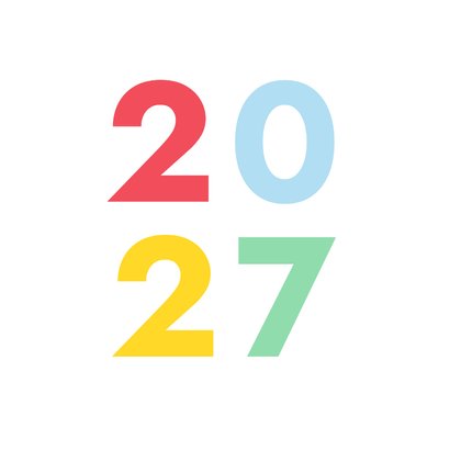 Moderne nieuwjaarskaart met vrolijke regenboog typografie 2