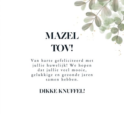 Moderne religiekaart Mazel tov met ster en takjes 3